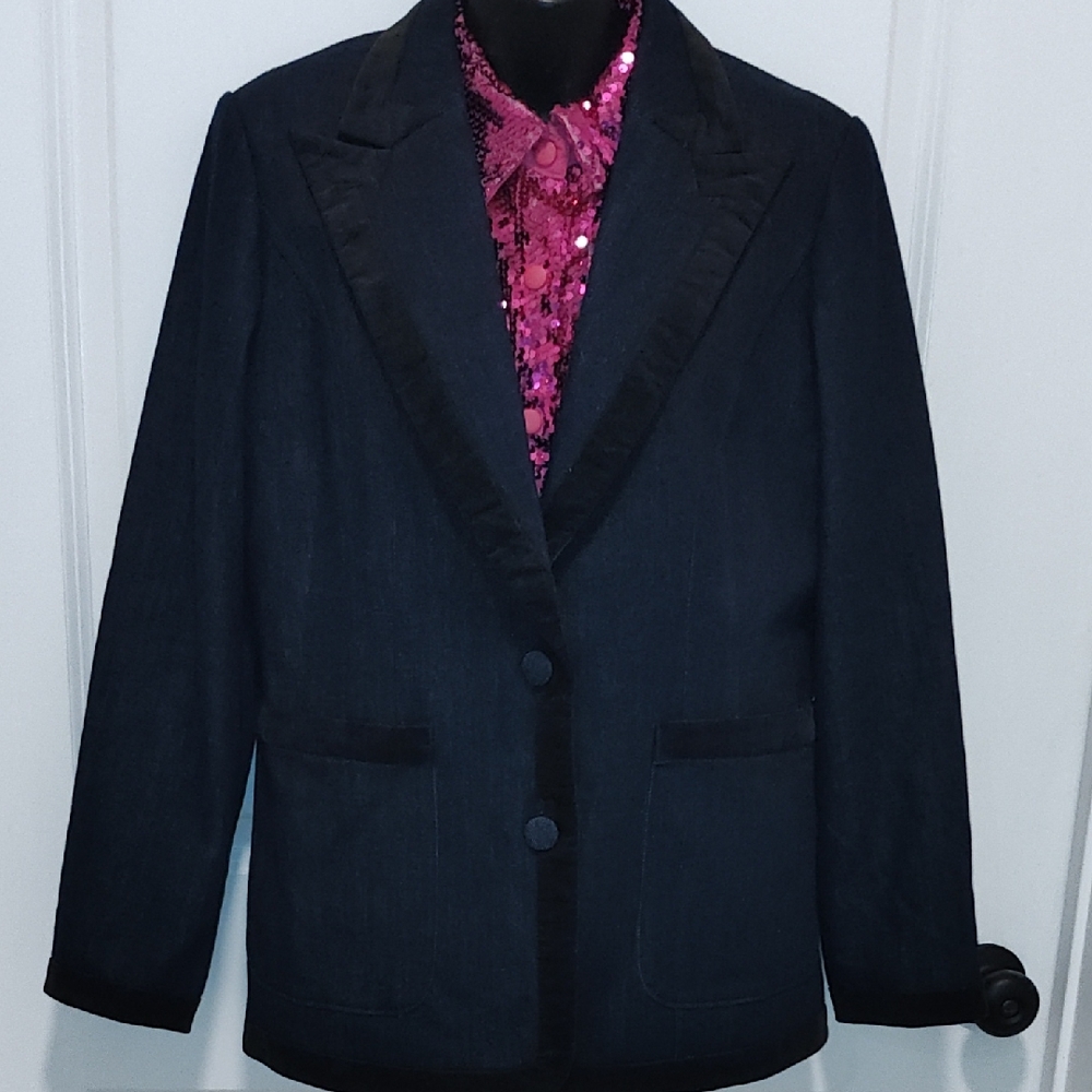 Carla Rockmore Collection Black Blazer with Pink Sequin Top